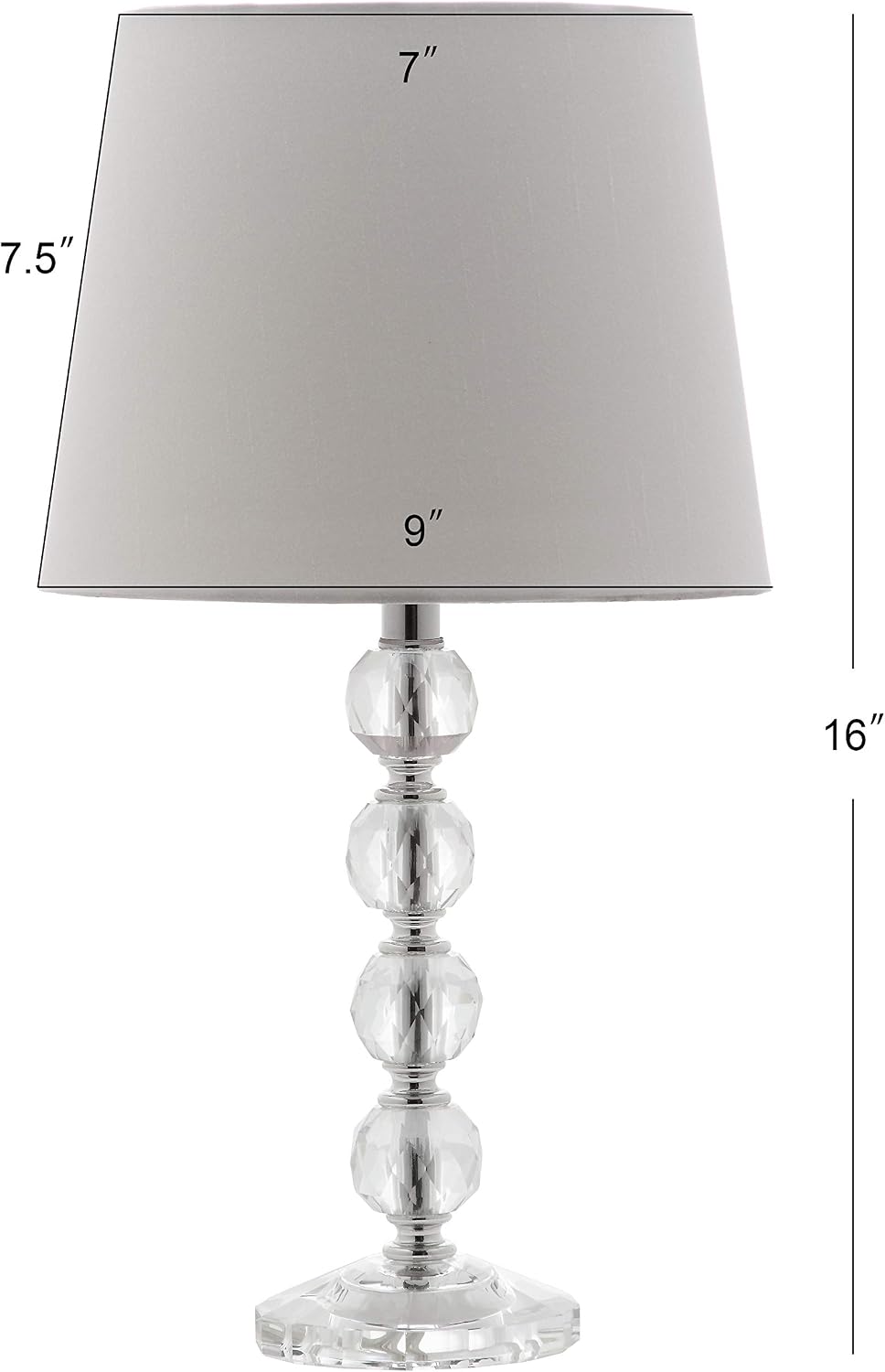 SAFAVIEH Lighting - Nola 16-Inch Crystal Ball Table Lamp Set of 2 - White Fabric Shade - Stacked Body Design - Ideal for Living Room, Bedroom, Entryway, Office - LED Bulbs Included (LIT4123C-SET2)