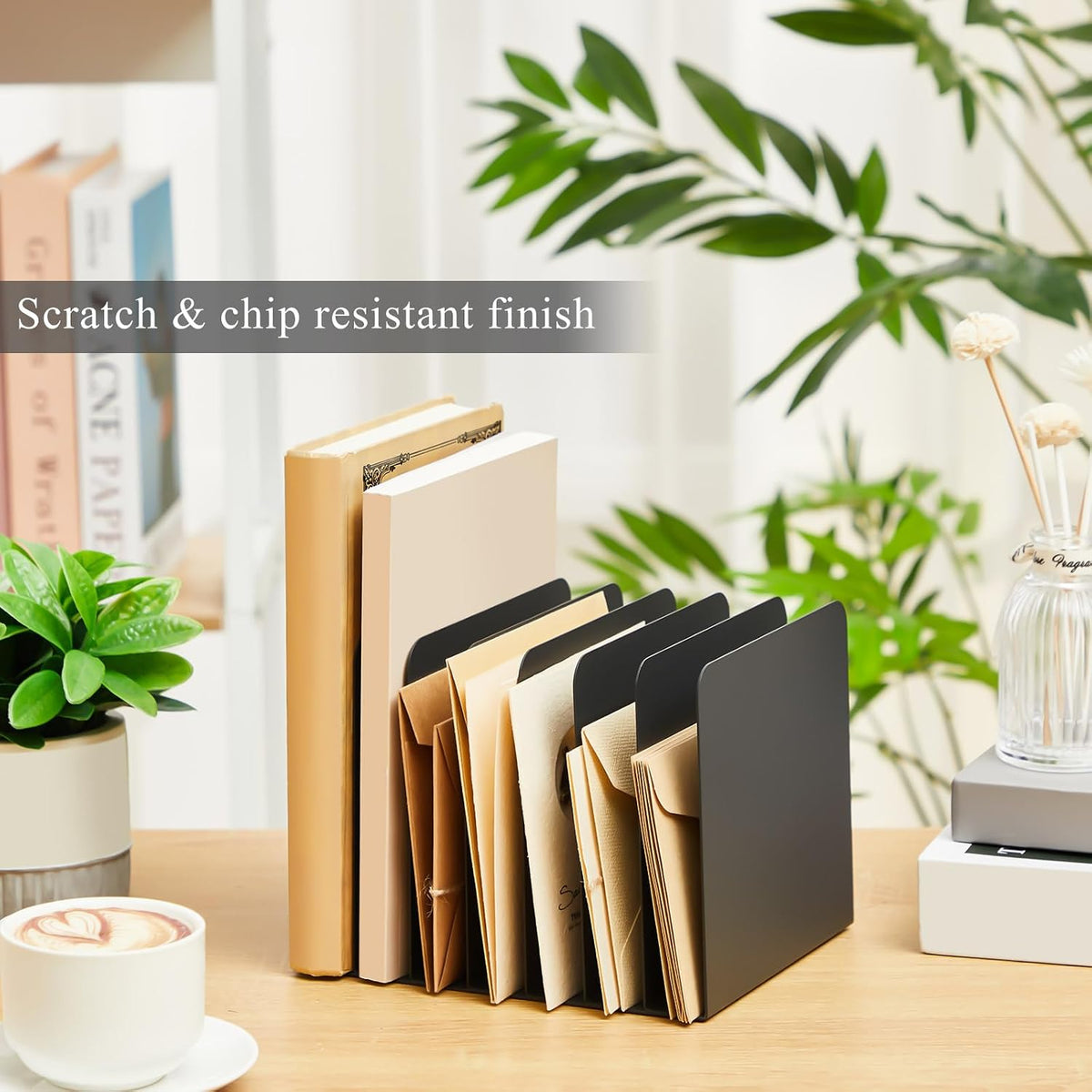Suzile Metal Desktop File Organizer, 7 Compartment, Vertical File Sorter