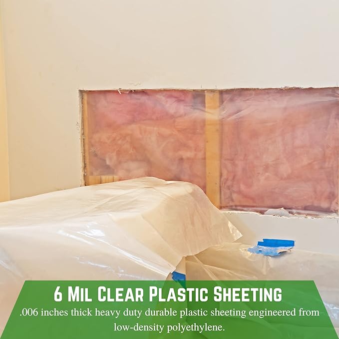Farm Plastic Supply - Clear Plastic Sheeting - 6 mil - (24' x 100') - Thick Plastic Sheeting, Heavy Duty Polyethylene Film, Drop Cloth Vapor Barrier Covering for Crawl Space