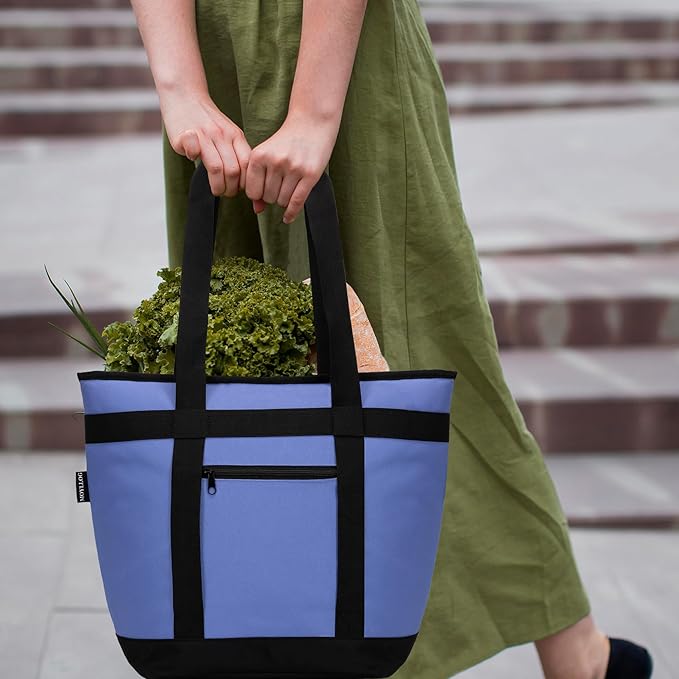 Insulated Cooler Bag, Reusable Grocery Bags for Hot/Cold Food, Thermal Food Delivery Bag for Beach, Travel, Picnics