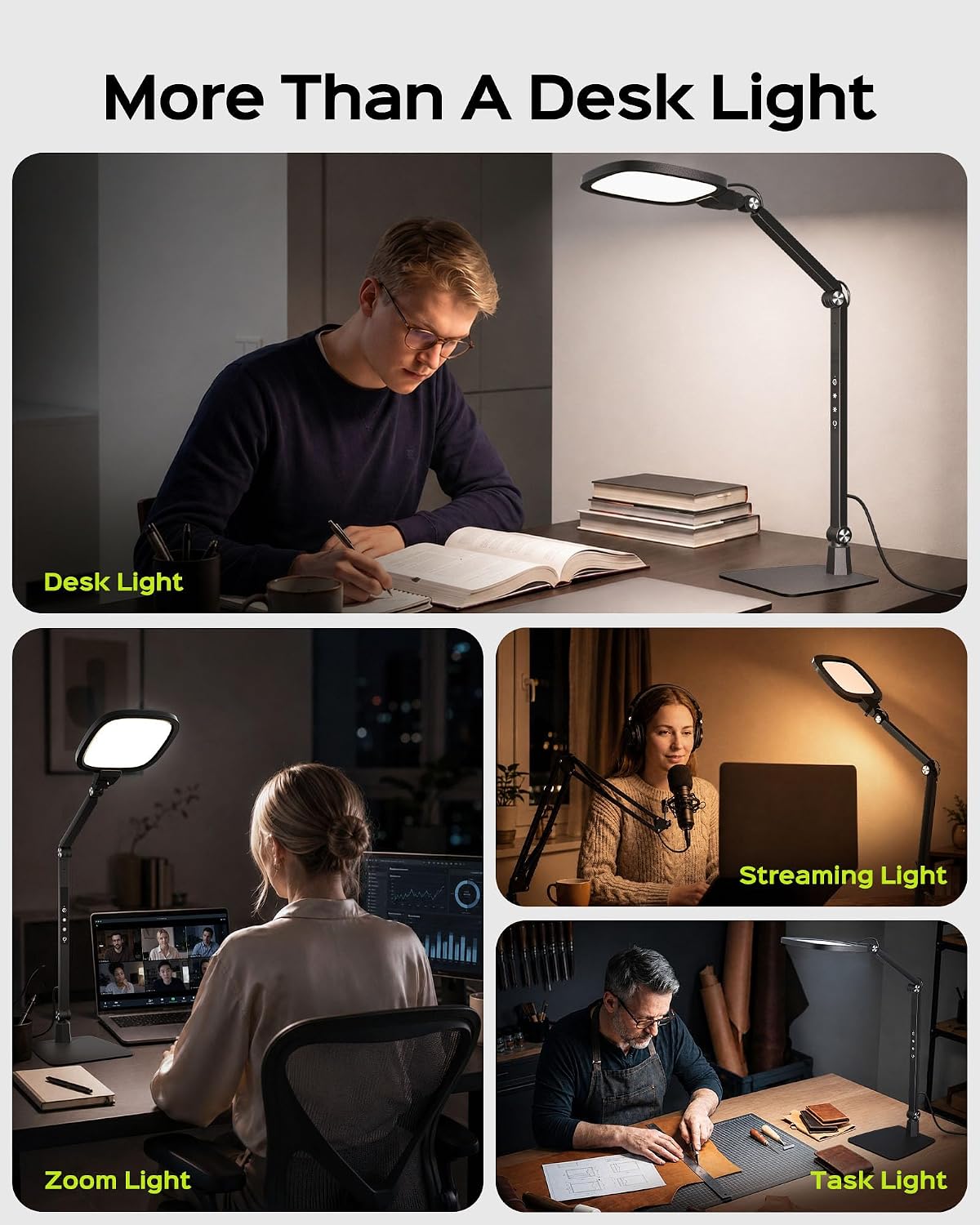 LED Desk Lamps for Home Office, 18W Bright Soft Video Conference Lighting