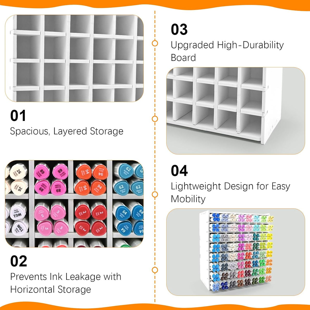 Marker Organizer for 256 Markers, Desktop Art Supply Storage Holder