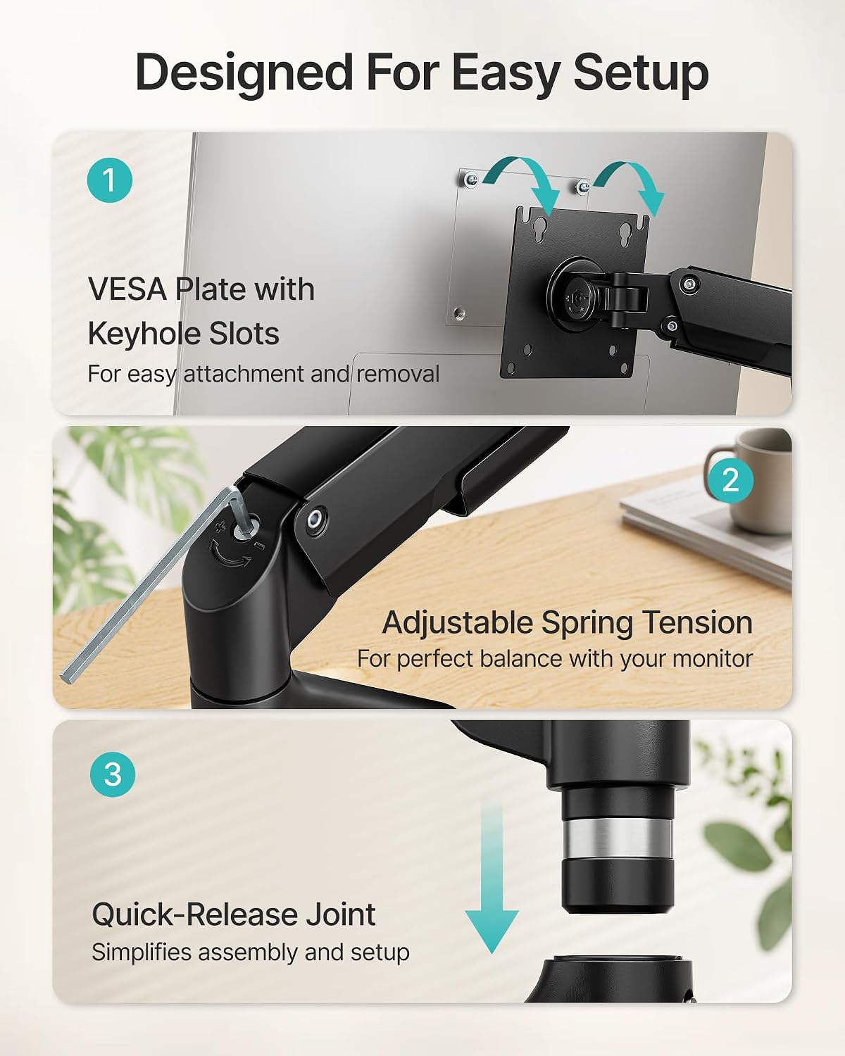 Pegzone Dual Monitor Arm for Up to 32 Inch Screen, Heavy Duty Monitor Mount