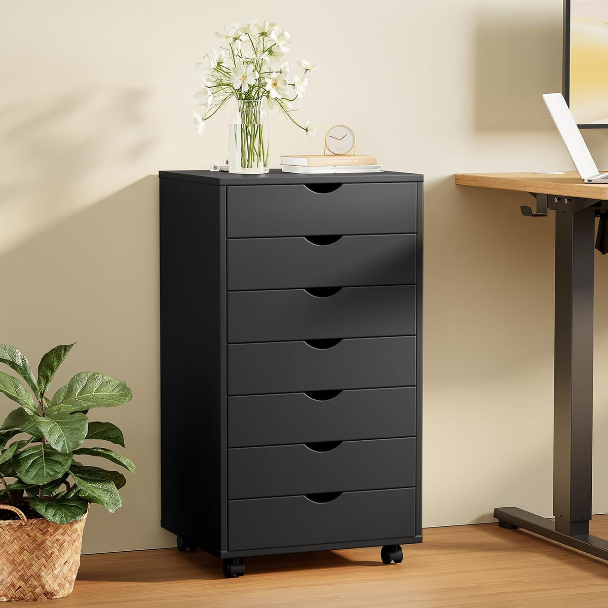 Sweetcrispy 7 Drawer Wooden Dresser, Storage Cabinets, Room Organization