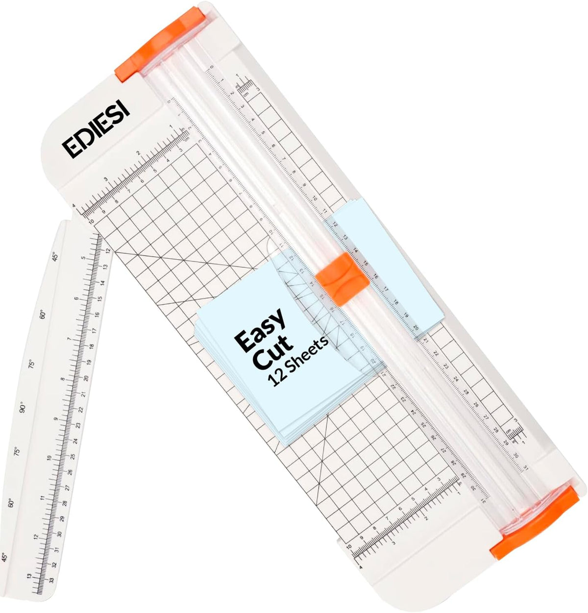 Edihome Paper Cutter Trimmer, 12-Sheet A3 Guillotine Paper Cutter with Safety Blade, Non-Slip Base for Office, School & Craft Use (White)