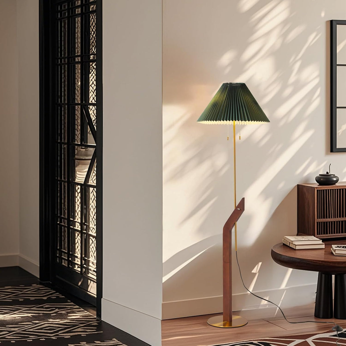 Floor Lamps for Living Room,Gold Mid Century Modern Wood Standing Lamp