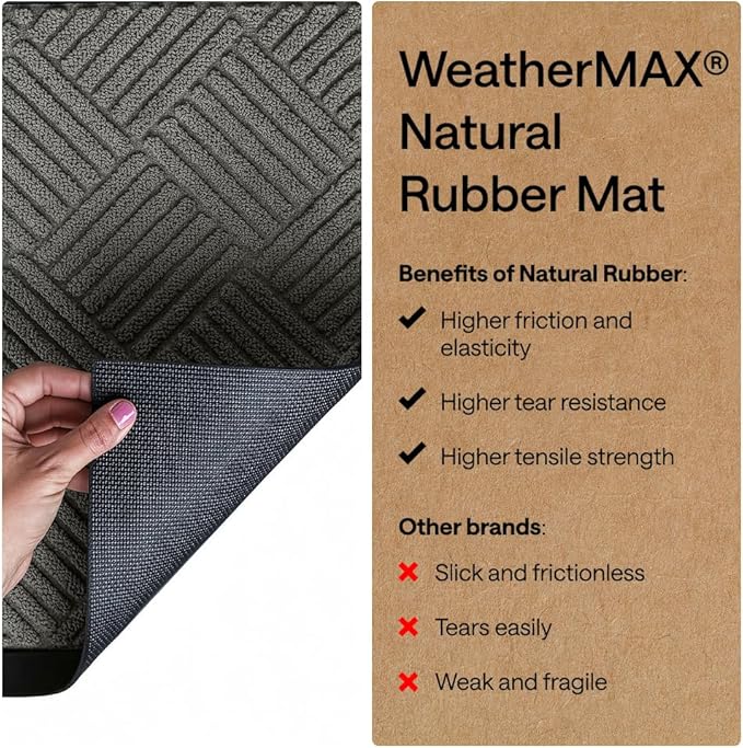 GORILLA GRIP 100% Waterproof All-Season WeatherMAX Doormat, US Designed Natural