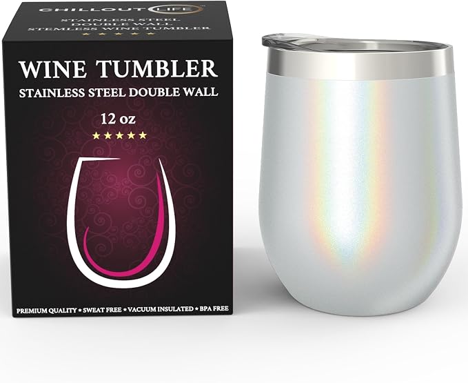 CHILLOUT LIFE 12 oz Stainless Steel Wine Tumbler