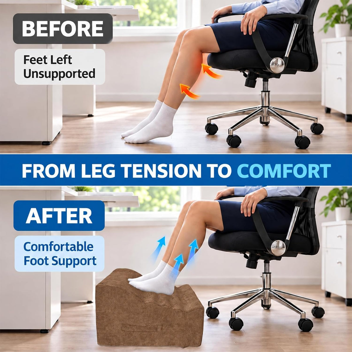 Foot Rest for Under Desk at Work, Non-Slip Office Foot Stool