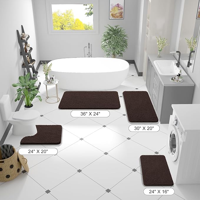 OLANLY Large Bathroom Rugs 70x46, Extra Soft Absorbent Chenille Bath Rugs