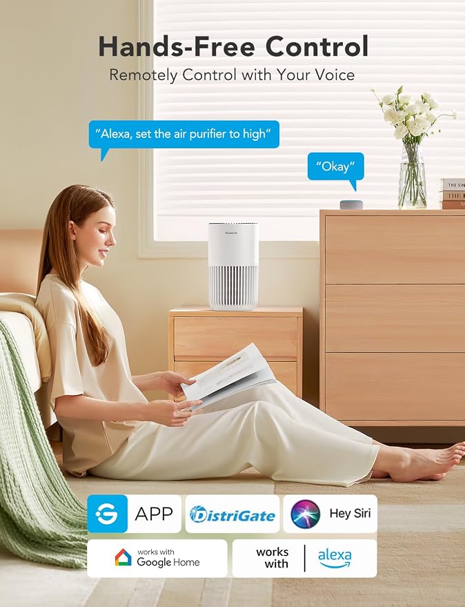 GoveeLife Mini Air Purifier for Bedroom, Smart Filter Air Purifier