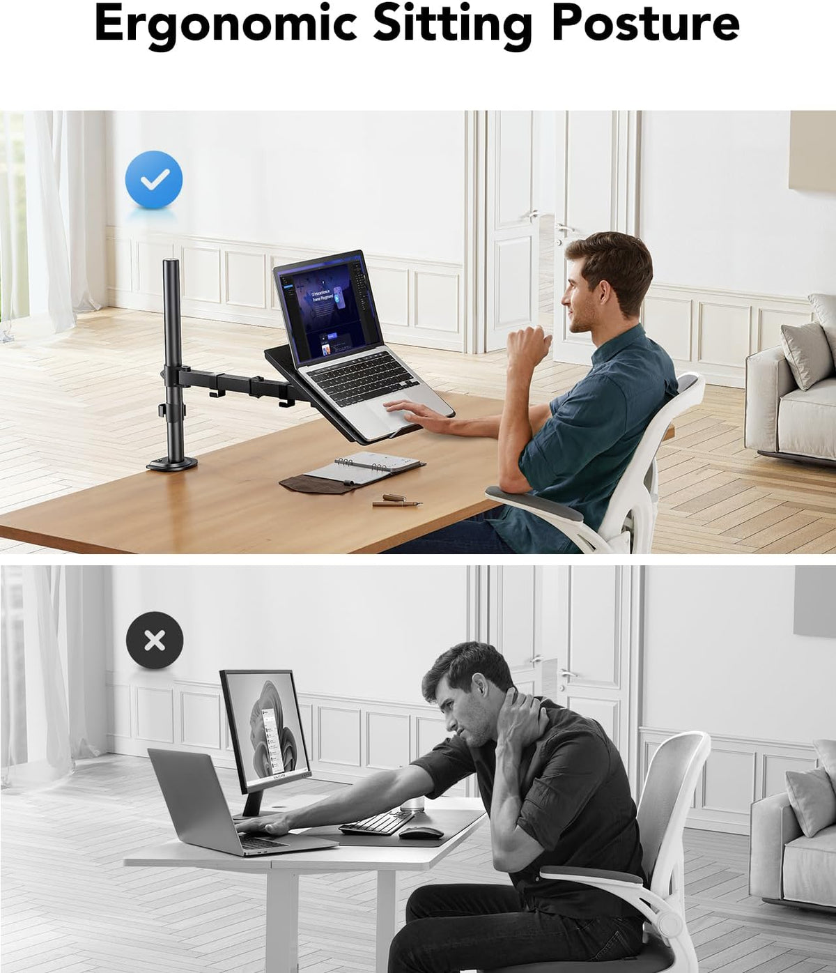 HUANUO Laptop Desk Mount - 17' to 32' Monitor Arm