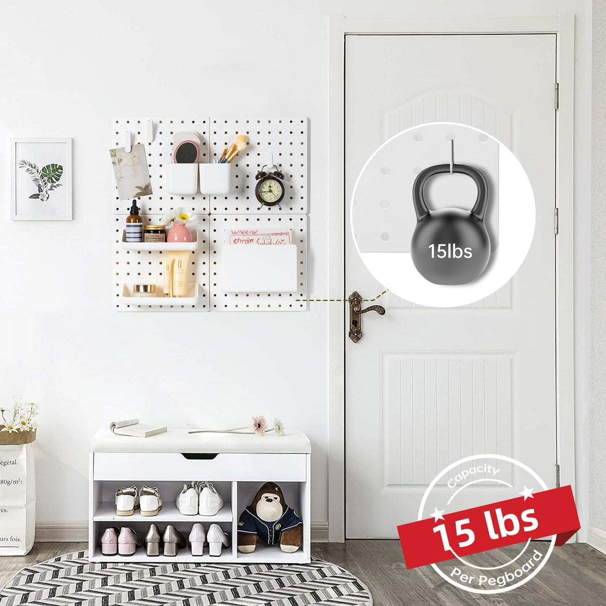 VUSIGN Peg Board Combination Kit 22"x22" Pegboards, White