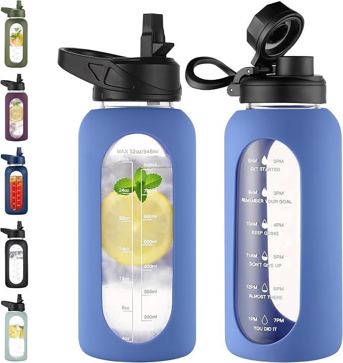 CIVAGO 32 oz Glass Water Bottle