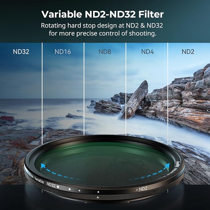 SmallRig 67mm Magnetic Variable ND Filter ND2-ND32 + 67mm Threaded Filter Ring
