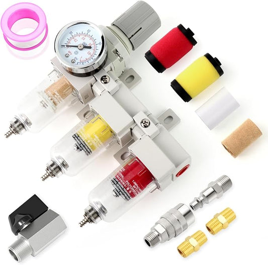 1/4" NPT 3 Stage Air Drying System, Coalescing Filter, Particulate Filter and