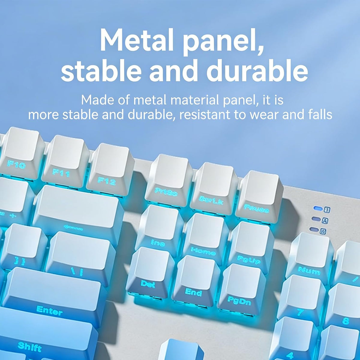 HP GK400F Mechanical Gaming Keyboard, 104 Keys Wired Keyboard with Brown Switches, Mixed Lighting, Double-Shot ABS Keycaps, for Desktop and Laptop (Glacier Blue)