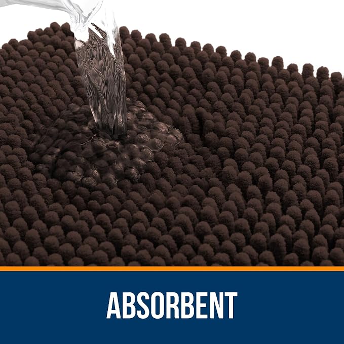 OLANLY Bathroom Rugs 35x24, Extra Soft Absorbent Chenille Bath Rugs, Rubber