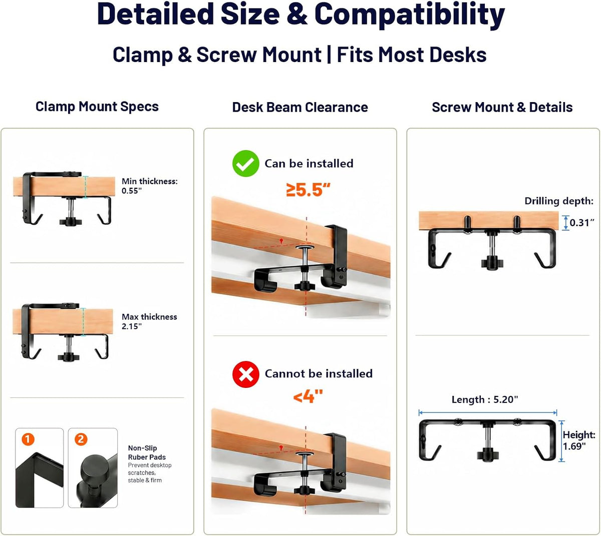 Under Desk Cable Management Tray 36" No Drill Metal Cord Organizer 70lbs