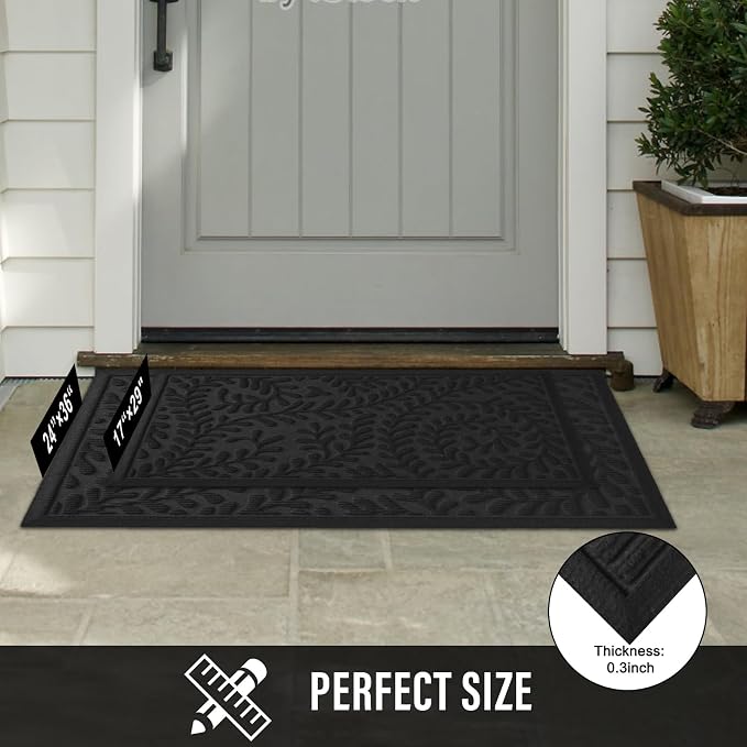 HIYARD Front Door Mat, Absorbent Dirt Trapping Welcome Door Mat Indoor Outdoor