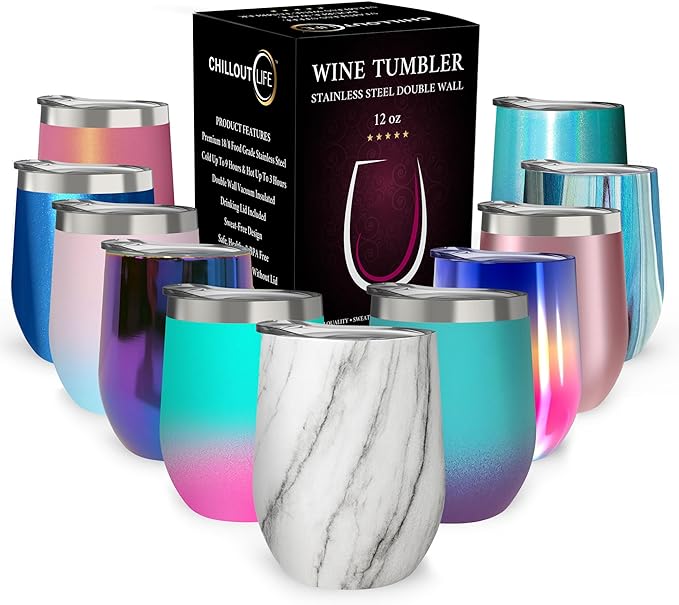 CHILLOUT LIFE 12 oz Stainless Steel Wine Tumbler