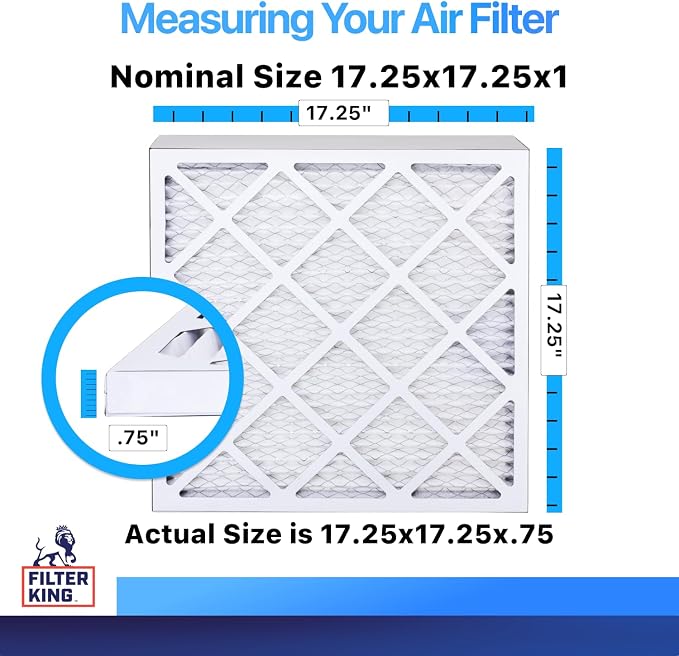 Filter King 17.25x17.25x1 Air Filter | 4-PACK | MERV 8 HVAC Pleated A/C Furnace