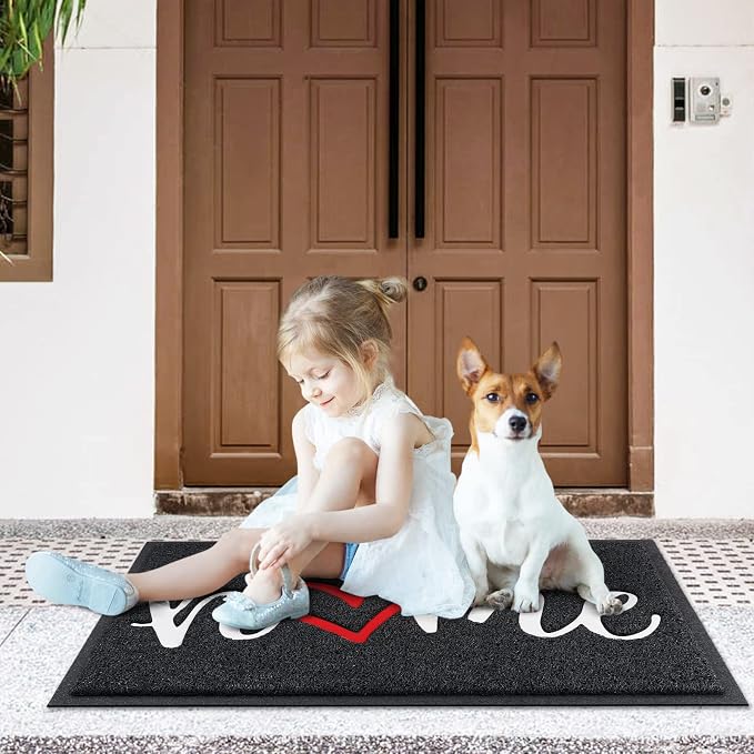 CozyBounty Black Door Mat Welcome Mats Home Non-Slip Doormat