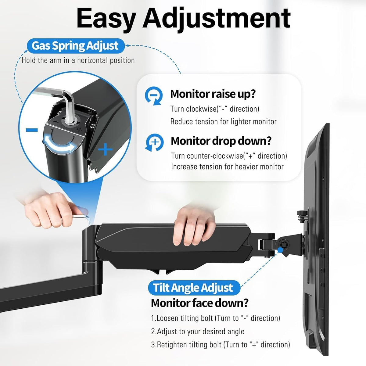 MOUNTUP Dual Monitor and Laptop Mount, Adjustable Monitor Stand for 2 Max 27" Computer Screens, Laptop Tray Fits 10-17inch Notebook, Holds 4.4-17.6lbs Per Arm, 3-in-1 Adjustable Monitor Desk Mount