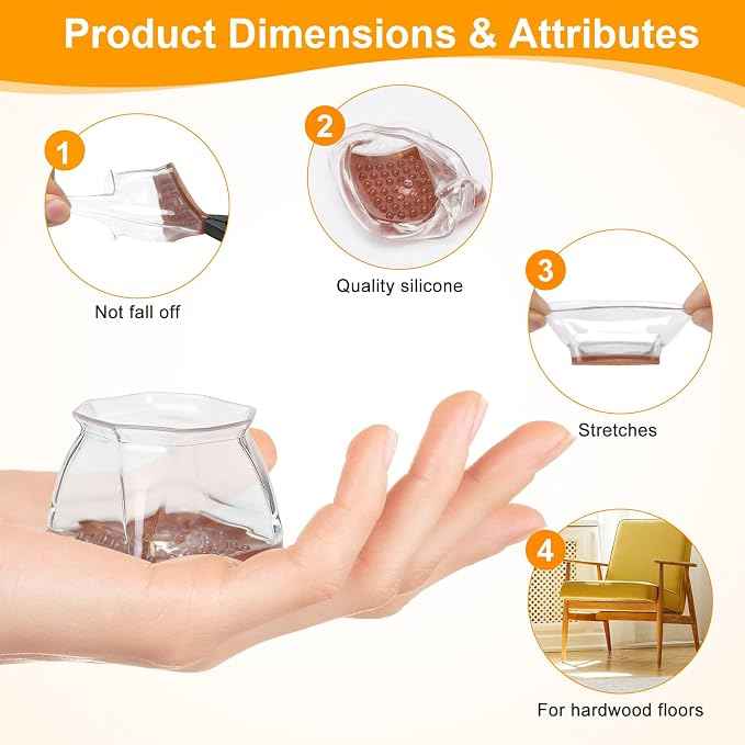 CHUNZEXI 16 Pack Square Chair Leg Floor Protectors