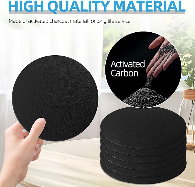 6 Pack Compost Filters for Countertop Bin, 6.7 Inch Charcoal Filters for