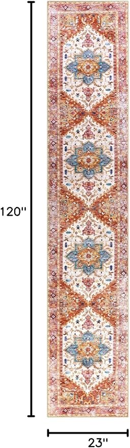 Yamaziot Washable Runner Rug, 2x10 Non-Slip Boho Vintage Hallway Rug Runner