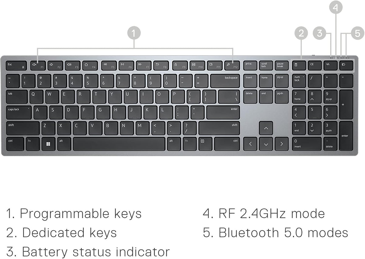 Dell Wireless Keyboard and Mouse KM7321W, Programmable, Bluetooth