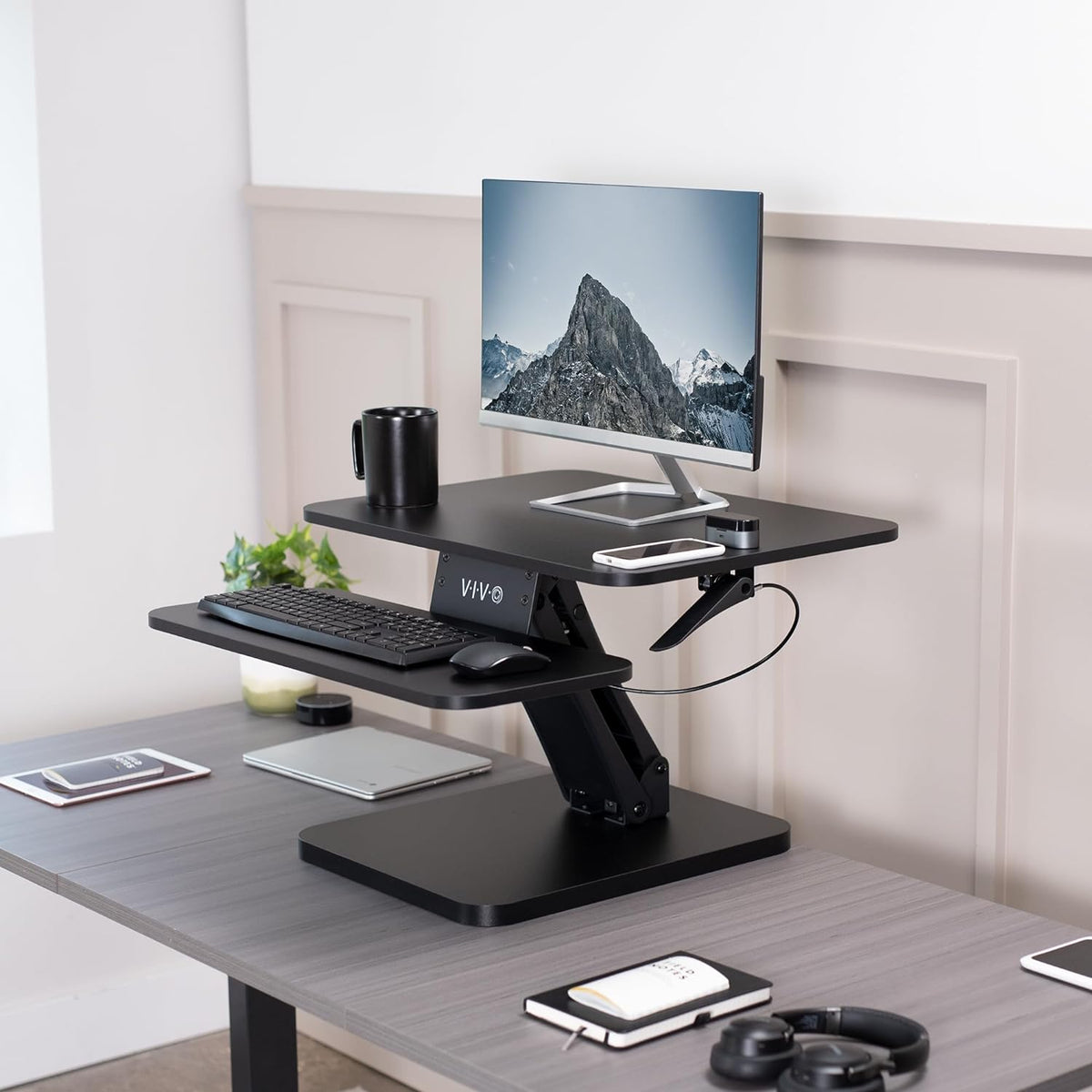 VIVO 25 in Standing Desk Converter, Keyboard & Mouse Tray