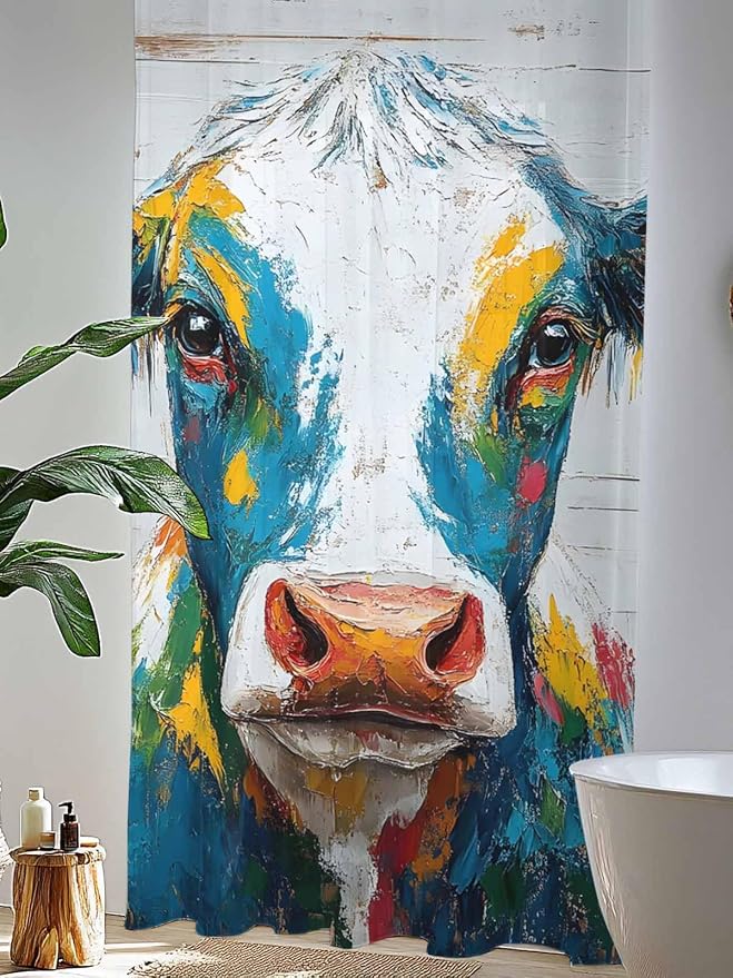 Sheer Curtains 84 Inches Long, Rustic Cow Semi Sheer Curtains Light Filtering
