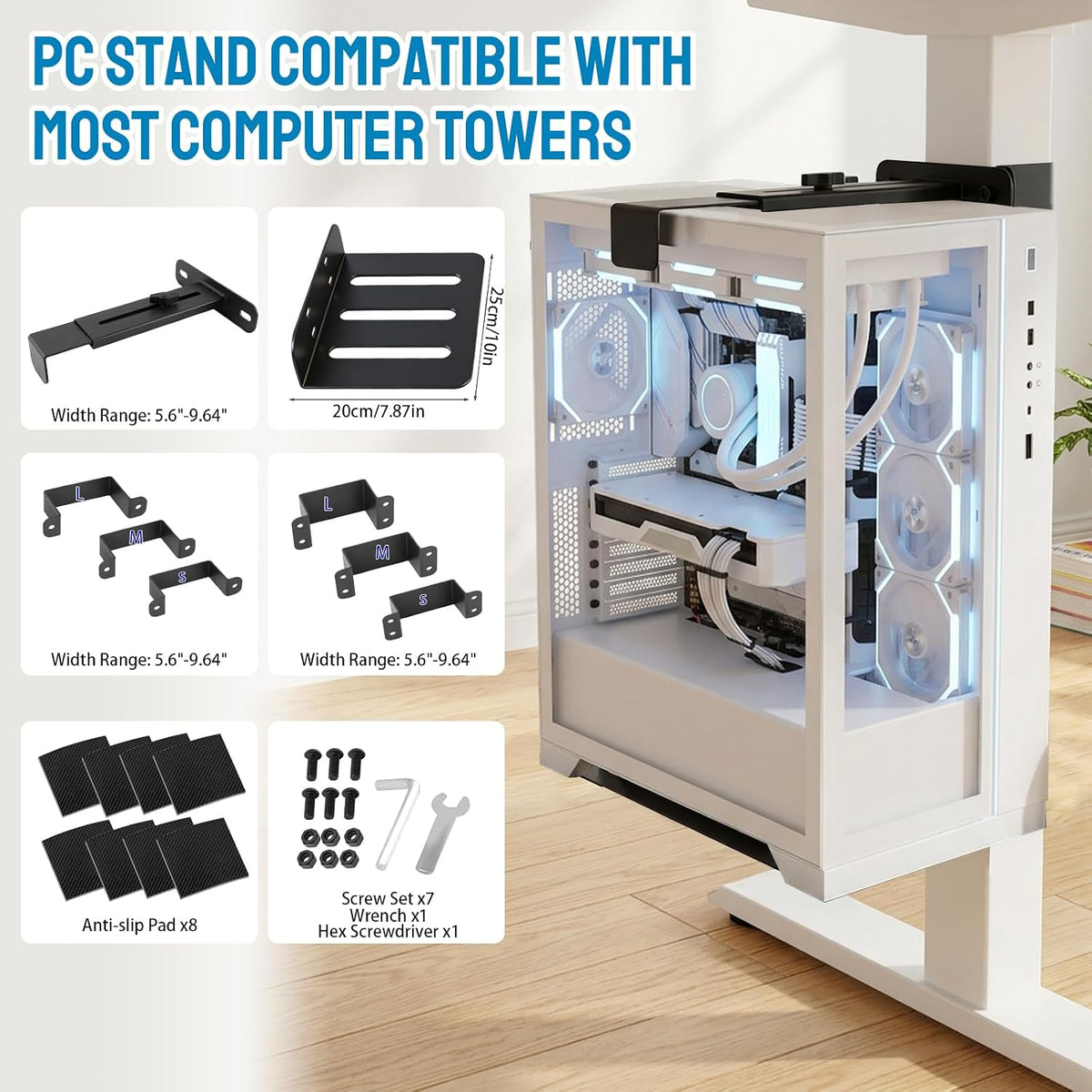 Under Desk PC Mount, Clamp-on Computer Tower Case Holder, 50Lbs Loads