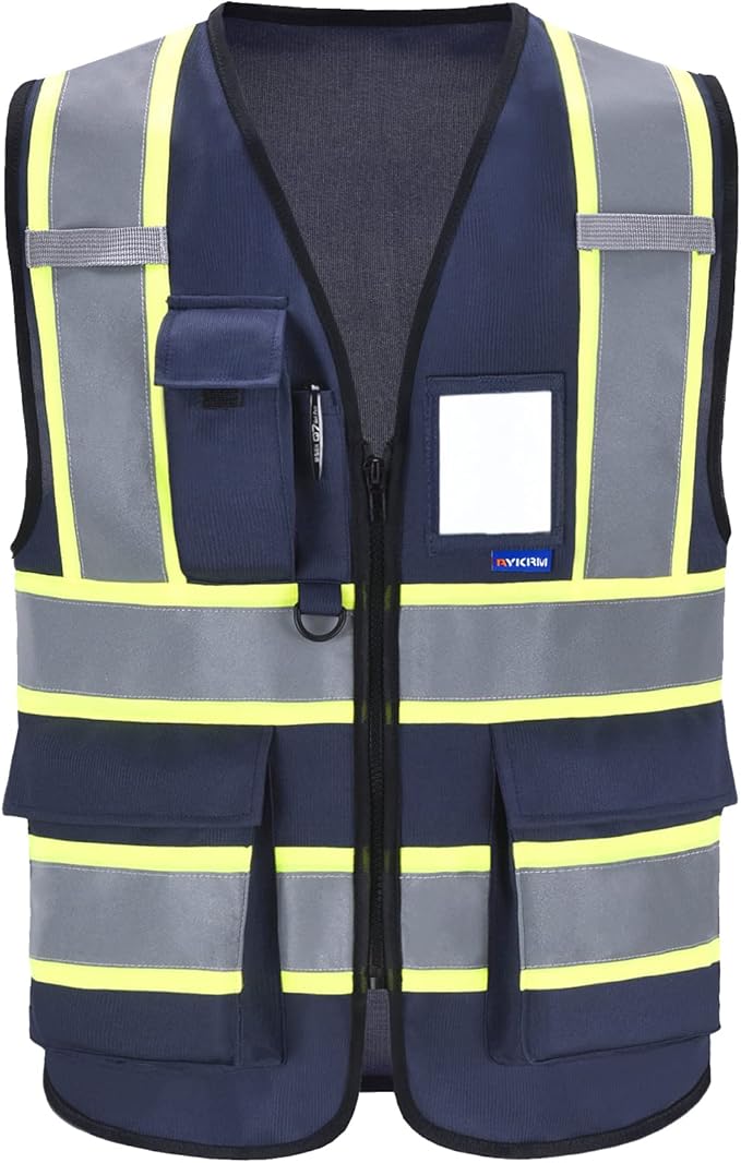 AYKRM 11 color High Vis Reflective Safety Vest for Women Men Security Pocket Zipper