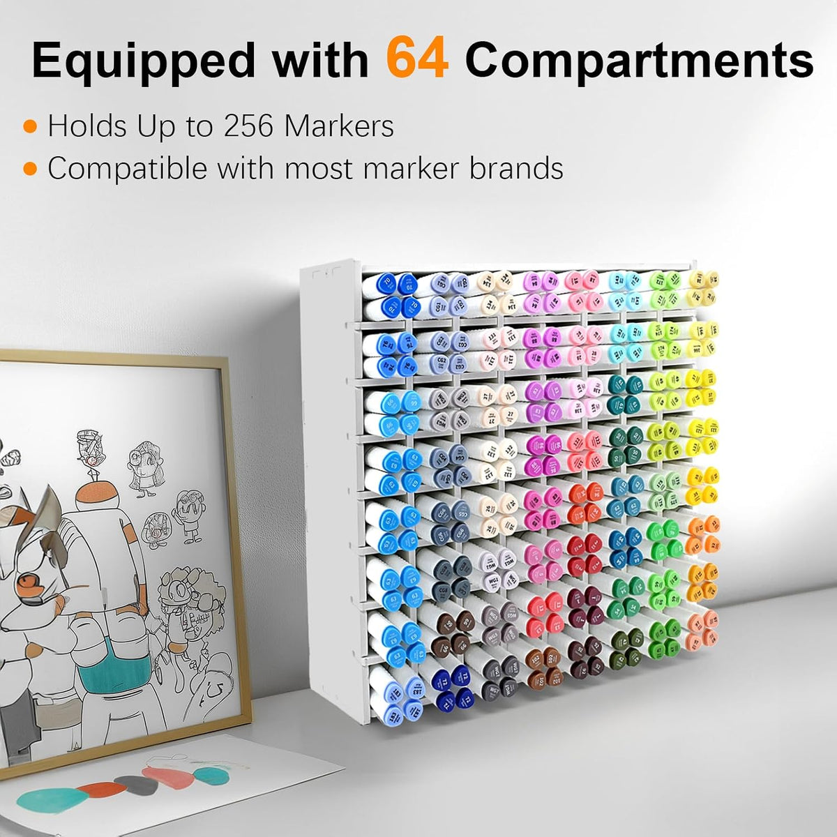 Marker Organizer for 256 Markers, Desktop Art Supply Storage Holder