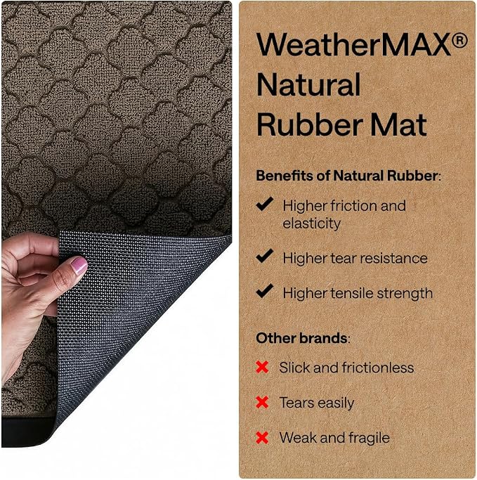 GORILLA GRIP 100% Waterproof All-Season WeatherMAX Doormat US Designed Natural
