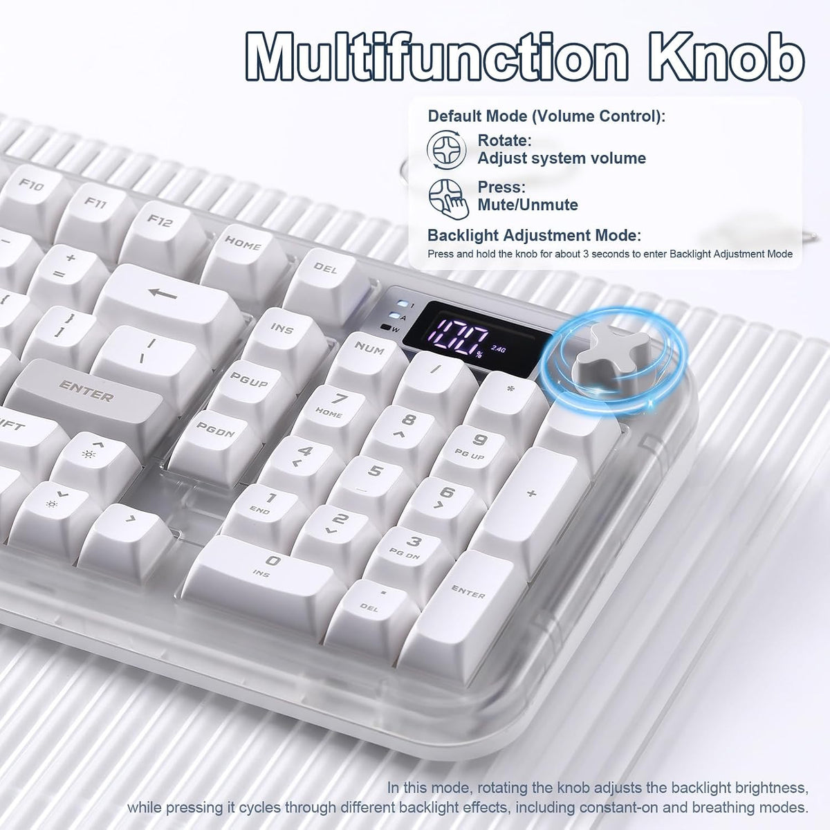 K98Pro Gaming Keyboard, Wireless Creamy Computer Keyboards(White)