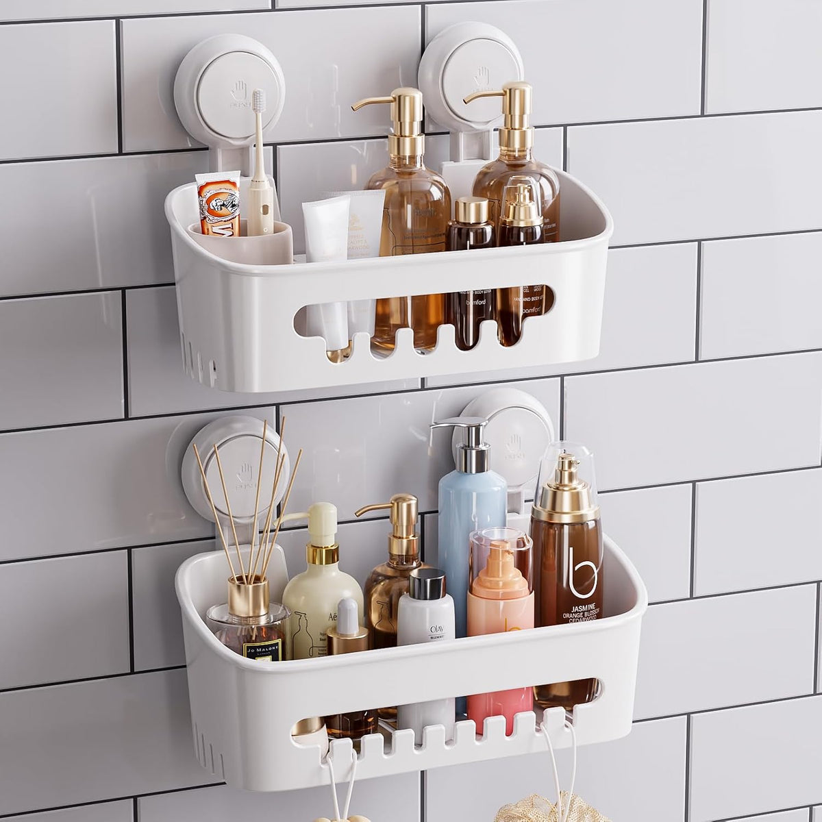 TAILI Shower Caddy Suction Cup, Bathroom Organizer Shelf M&L