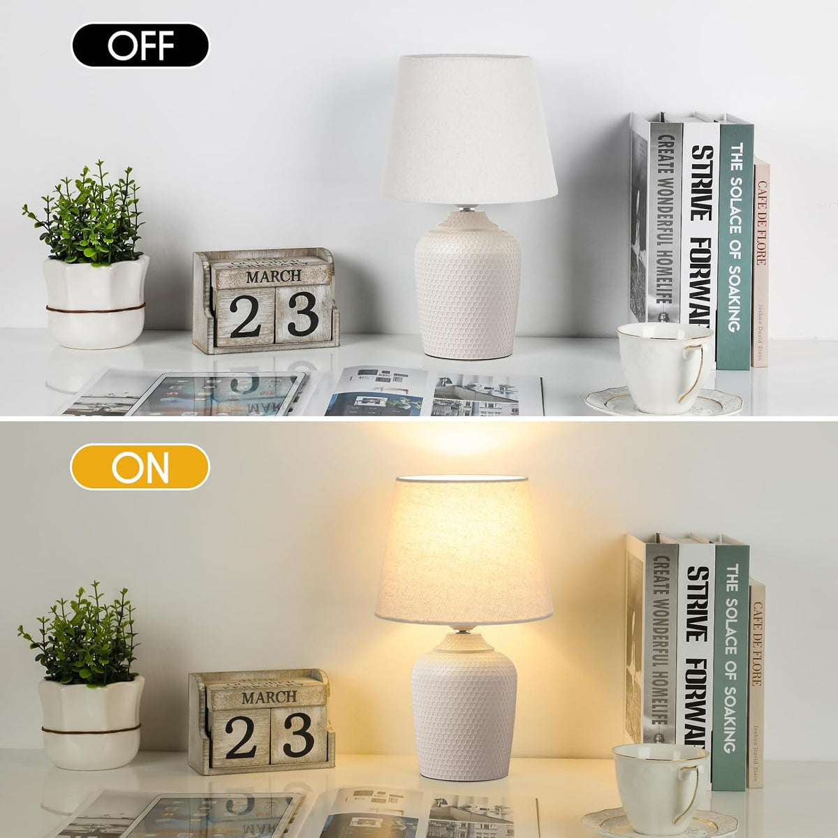 11.8’’ Small Table Lamps Set of 2 for Bedroom Kid’s Room, Beige & Cream