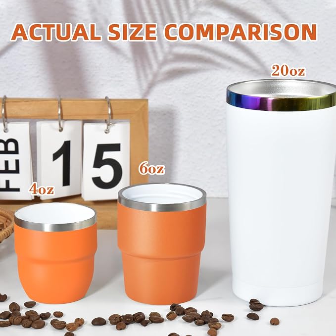 CHLJAR Espresso Cups, 6oz Insulated Espresso Cup Set of 8, Espresso Shot Cups