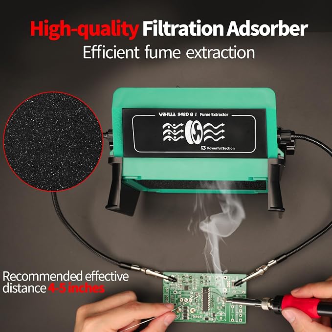 YIHUA 948DQ-I Solder Fume Extractor Fan Solder Smoke Absorber Remover Tiltable