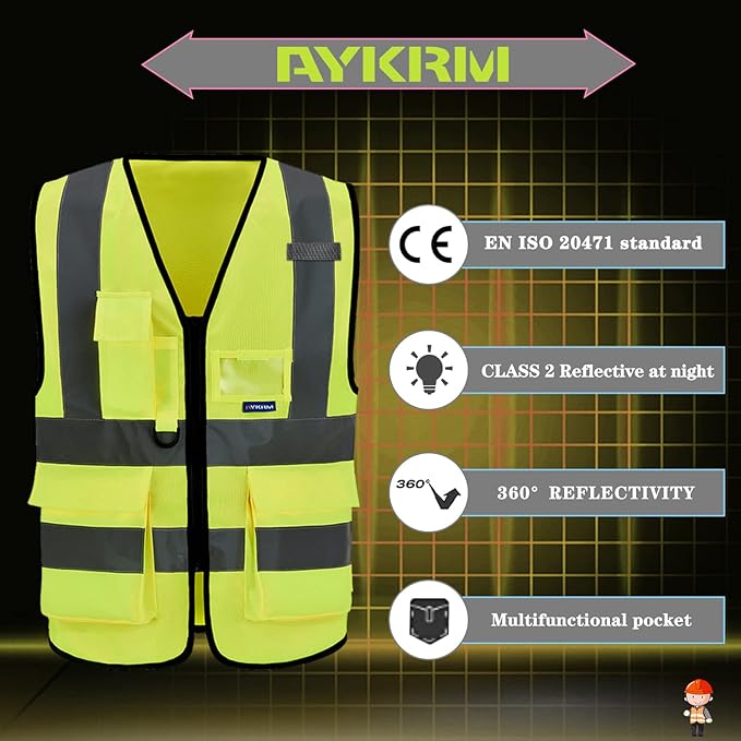 A-SAFETY High Visibility Reflective Safety Vest Customize Logo (XS-8XL)