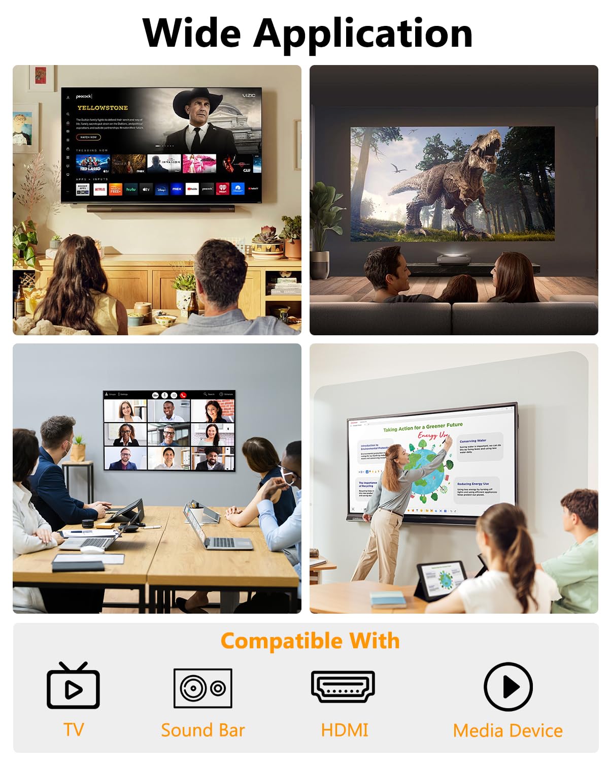 Forging Mount TV Cord Hider for Wall Mounted TV with 2 AC Outlets, USB-A Ports & Type C Ports, in-Wall TV Cable Concealer Kit with Recessed Power, Easy, Safe Cable Management with 9.6” Extension Cord