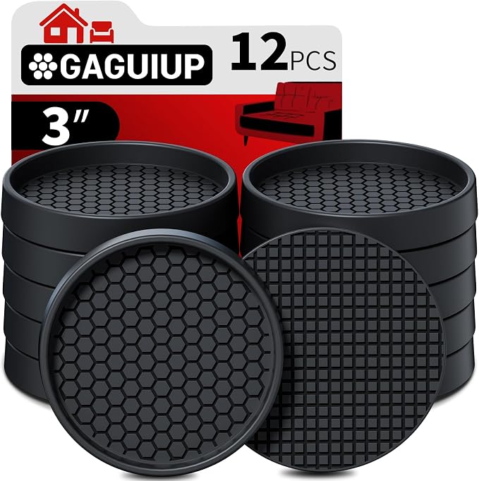 Non Slip Furniture Pads- 3"x3" Round Anti Skid Caster Cups Furniture Coasters