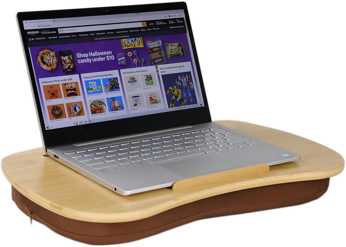 Bamboo Lap Desk for Laptop with Cushion-Fits up to 17 inch