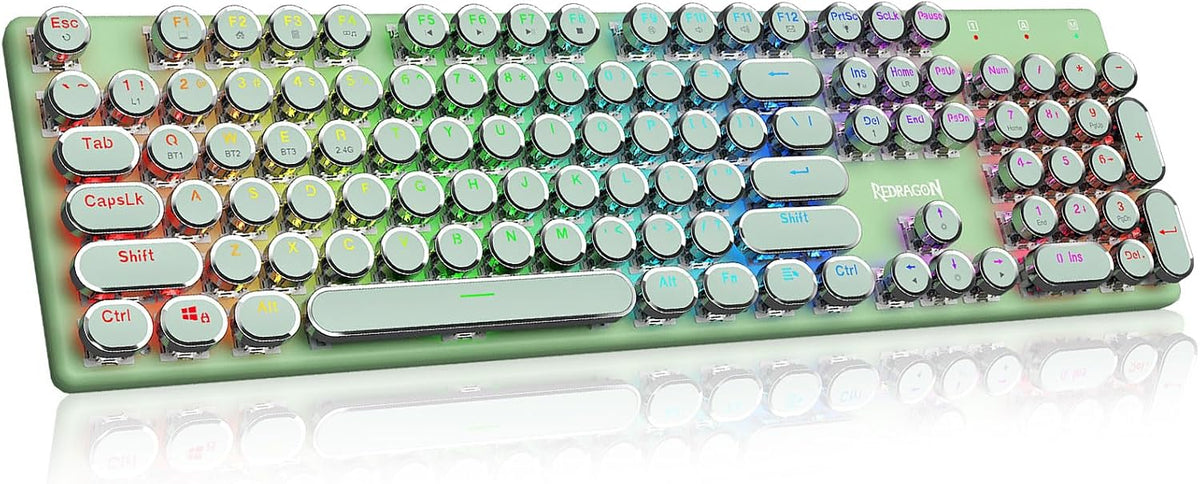 Redragon K710 Wireless Typewriter Mechanical Gaming Keyboard, Green