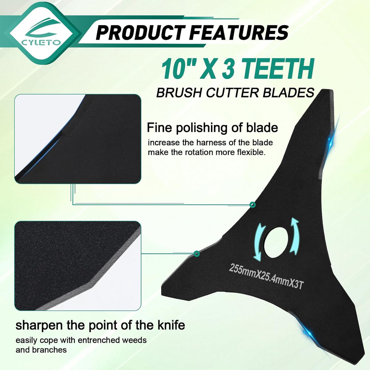 9" x 36 Teeth Carbide Tipped Blades & 6 Steel Razors Trimmer Head & 10" x 3 Teeth Carbon Steel Brush Cutter Blades with 2 Different Adapter Kits Compatible with Brush Cutter, Trimmer, Weed Eater