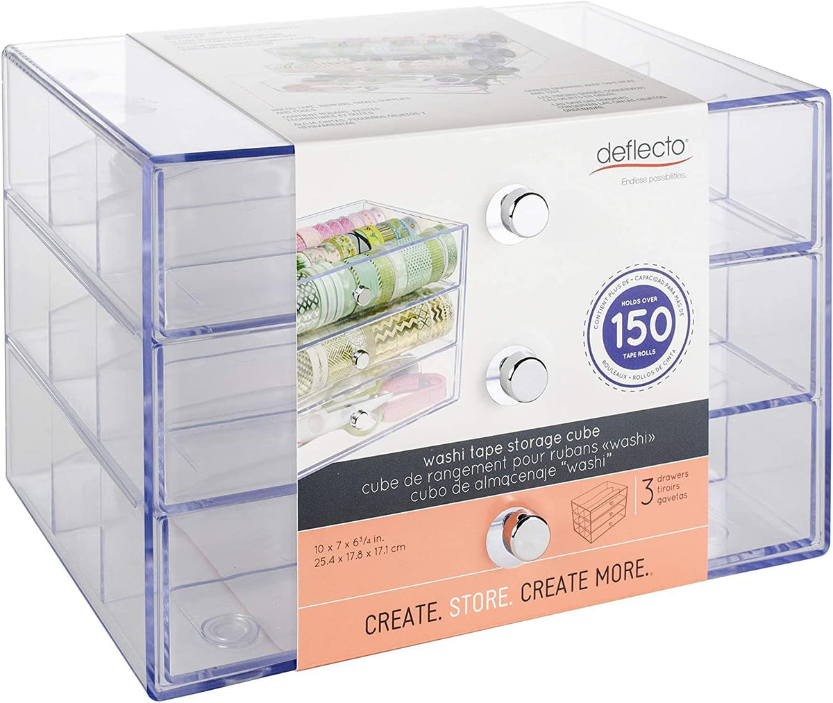 Deflecto 3-Drawer Transparent Storage Cube